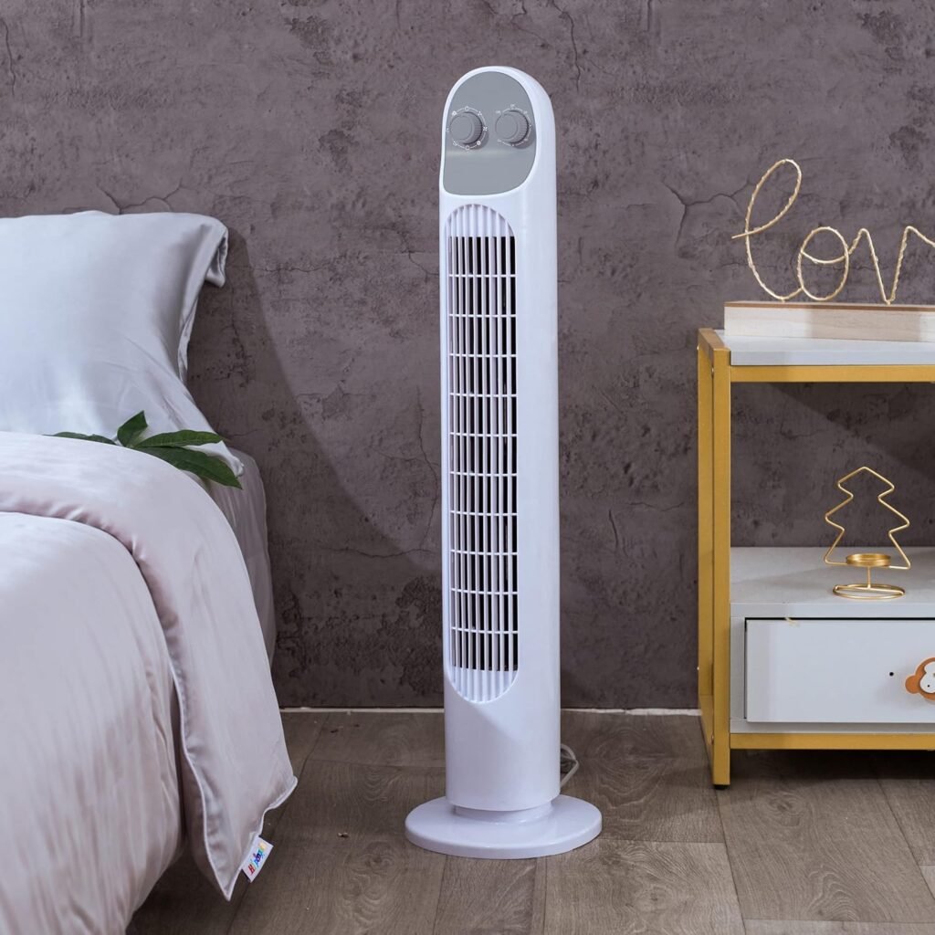 ARDES | AR5T801 Ventilatore Verticale Regolabile con 3 Intensità di Velocità e Oscillazione della Torre e Timer Integrato Ventilatore da Pavimento o Piano Bianco - Immagine del prodotto con ventilatore da pavimento regolabile, elegante e pratico. Acquista ora!