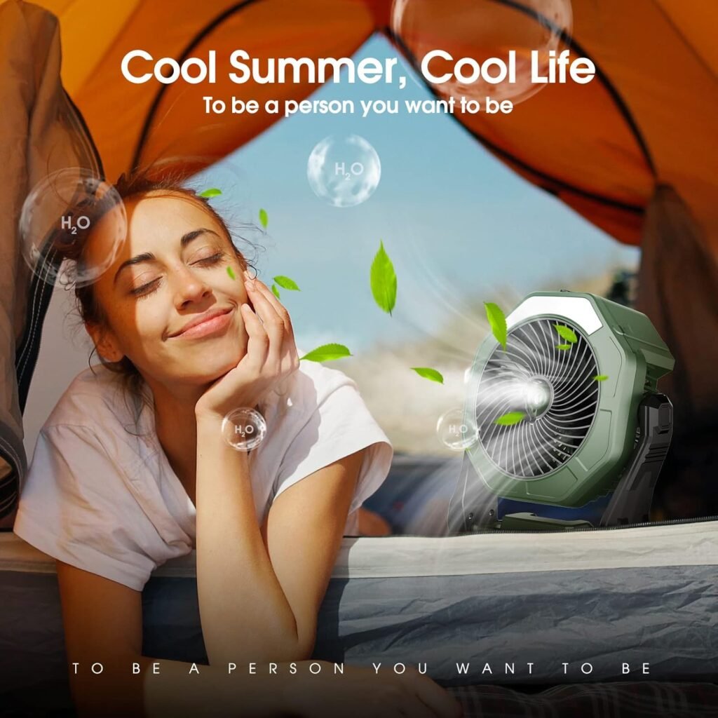 Ventilatore nebulizzatore portatile Ausic per esterni - Batteria ricaricabile da 30000 mAh - Ventola di raffreddamento personale con nebulizzatore - Serbatoio da 20 cm