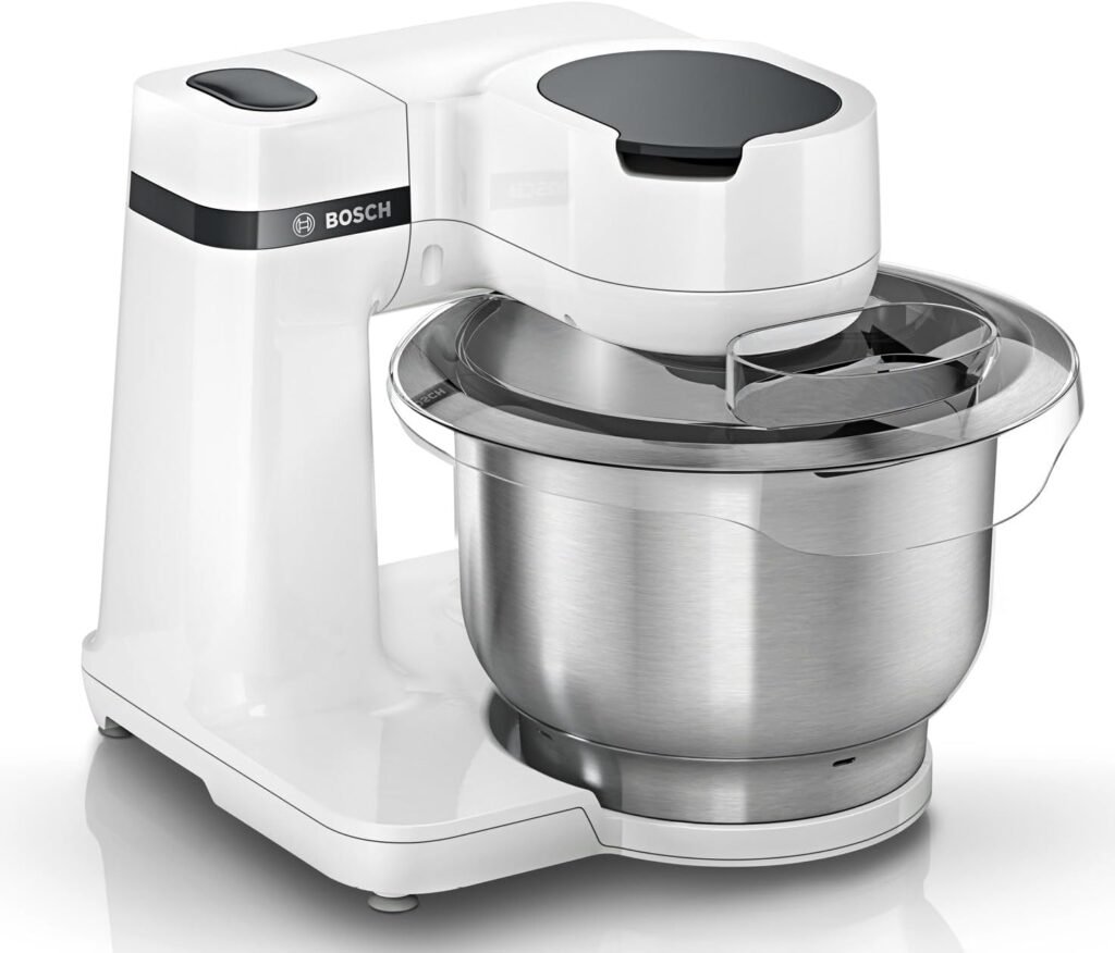 Robot da cucina Bosch Serie 2 - 700 W, ciotola in acciaio inox da 3,8 l, 4 livelli di lavoro, set per pasticceria incluso, colore Bianco.