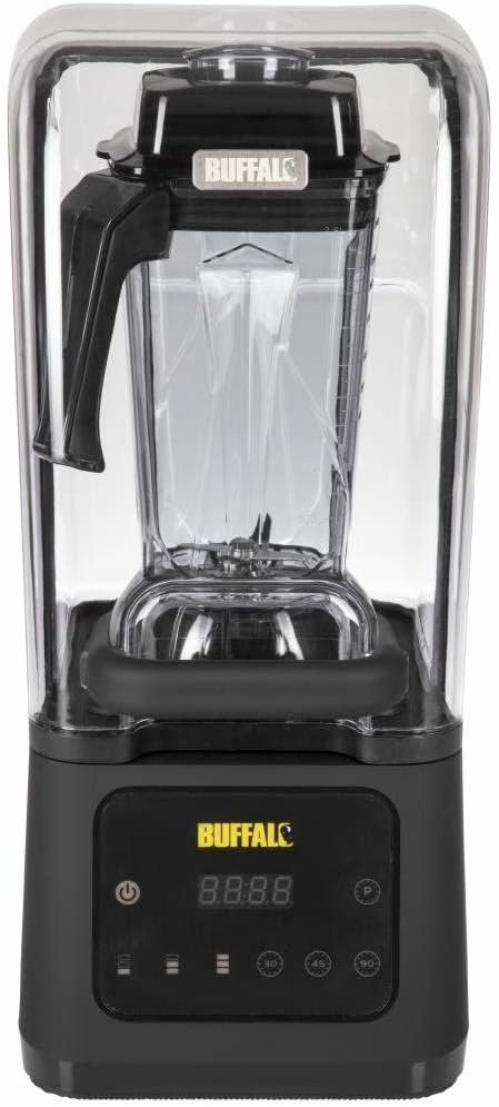 Frullatore digitale professionale Buffalo 1,68 kW con alloggiamento insonorizzante da 2,5 litri, acciaio inossidabile e plastica resistente, funzioni timer e impulsi, CY141.