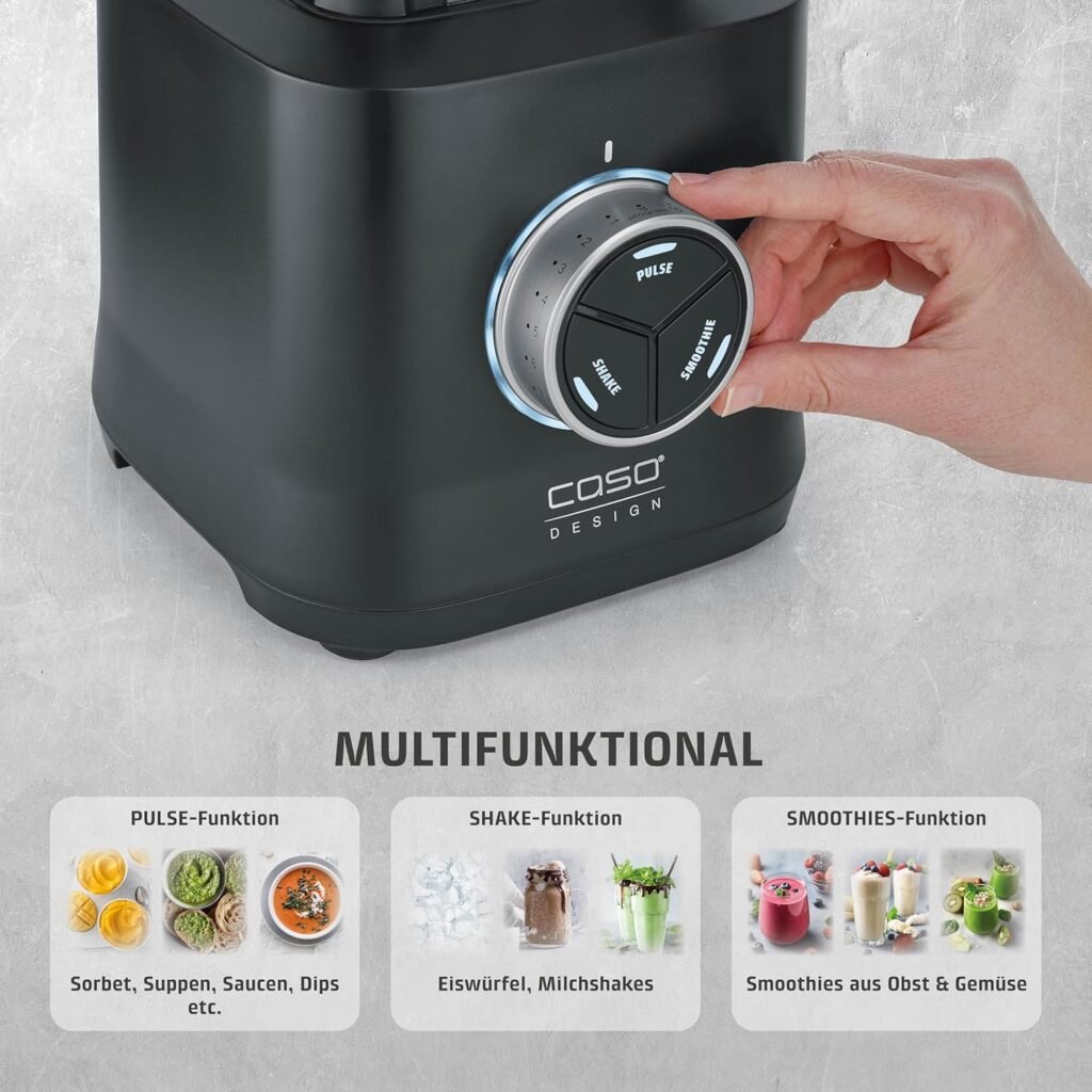 Frullatore professionale CASO Power Blender B 2000 - Potente frullatore a tazza con 30.000 giri/min e 2000 W di potenza. Realizzato in Tritan infrangibile, senza BPA, con funzione pulse, frullato e sistema a 8 lame.