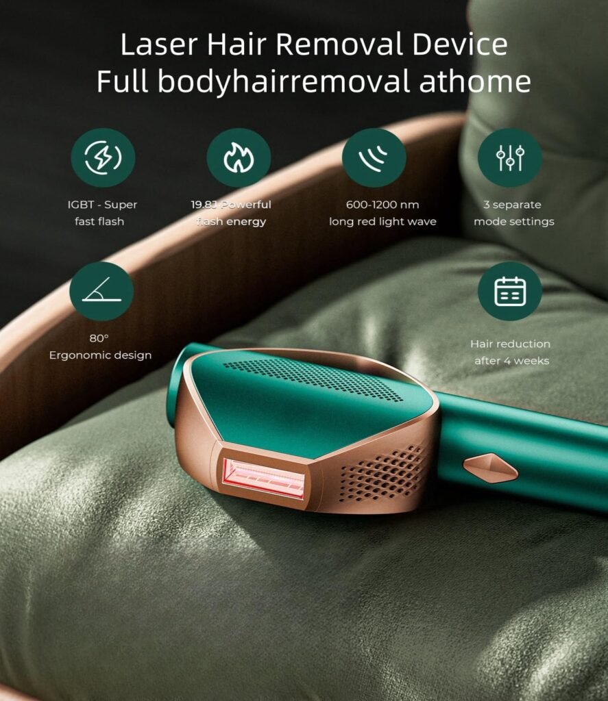 Epilatore Luce Pulsata, 600-1200NM Laser Epilatore Luce Pulsata, 0,8s Flash Rapido IGBT, Max 19,8J, Lampi Illimitati, 3 modalità energetiche Epilatore Laser per Donna, Corpo, Ascelle, Bikini. Acquista ora!