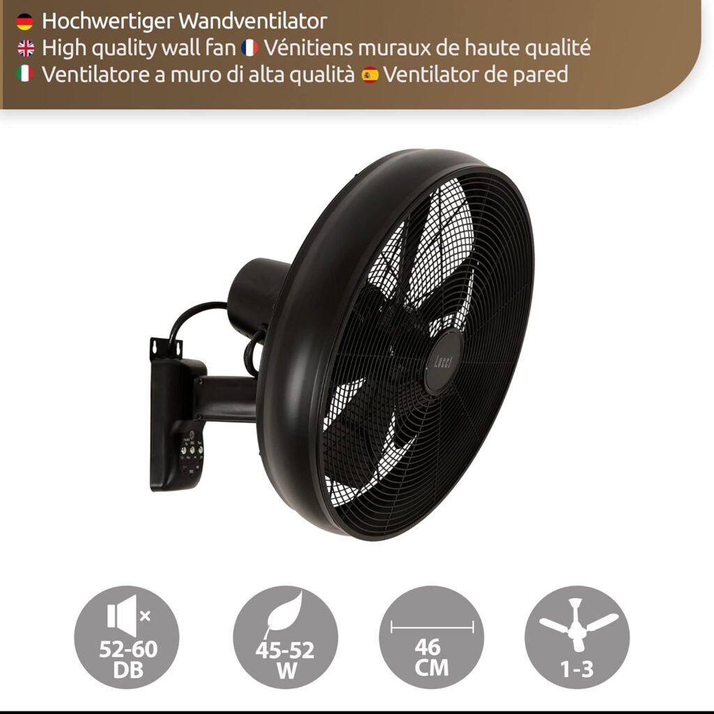 Ventilatore da Parete con Telecomando LUCCI AIR Breeze, in Acciaio Nero - Acquista Ora!