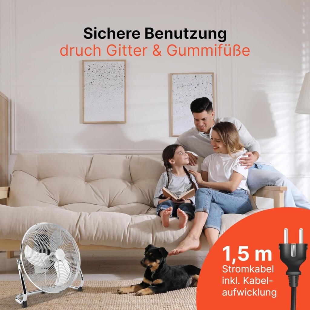 Ventilatore da pavimento retrò PROFI CARE PC VL 3066 WM - 100 W - 45 cm - Indicatori LED - 4 livelli - Silenzioso - Cromo [Classe B]