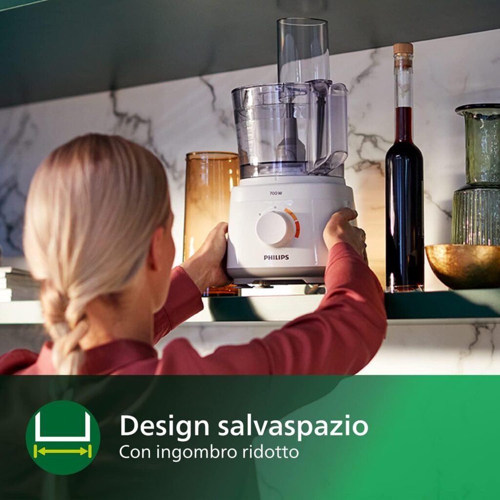 Philips Robot da Cucina Compatto - 700W, 16 Funzioni, Recipiente da 2.1L, Lama in Acciaio Inossidabile (HR7310/00)