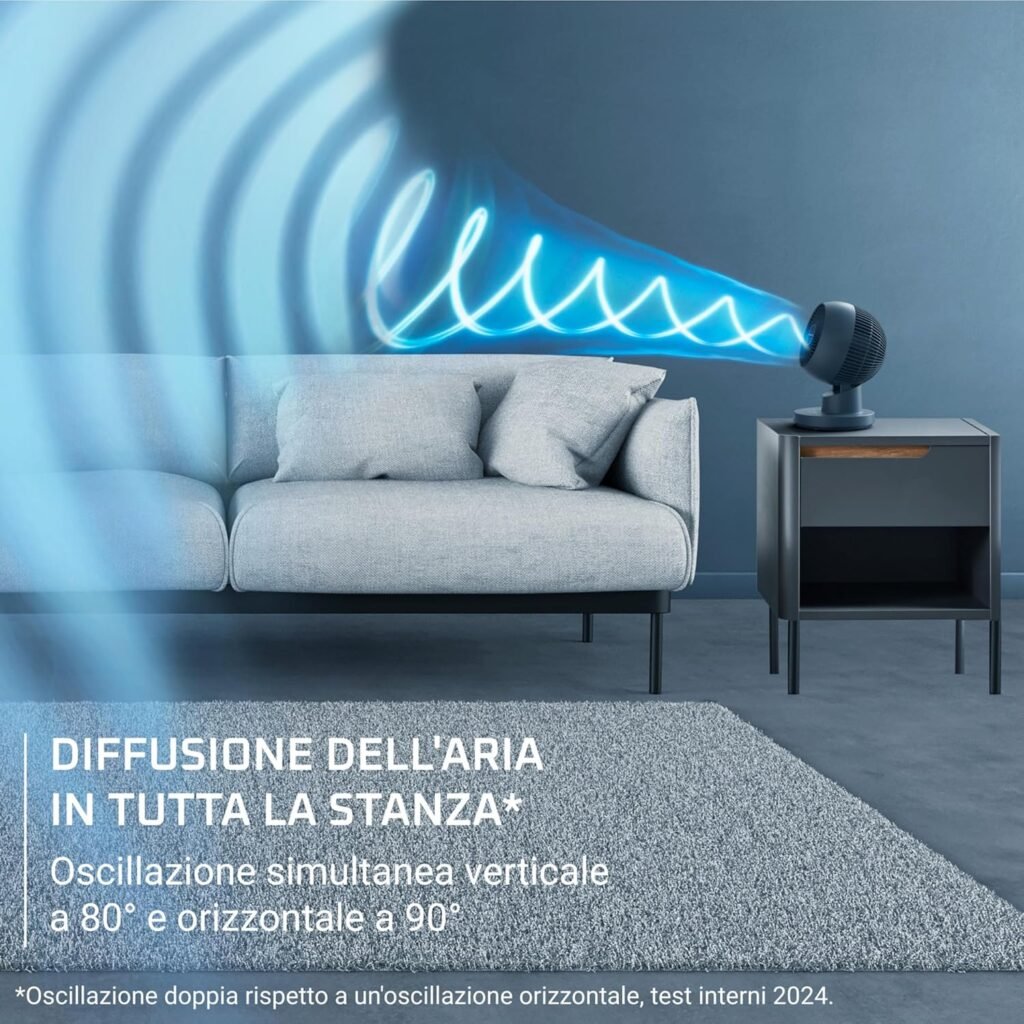 Ventilatore da Tavolo Rowenta Turbo Swift Compact, Freschezza Intensa e Silenziosa, Oscillazione Multidirezionale - QV2540F0