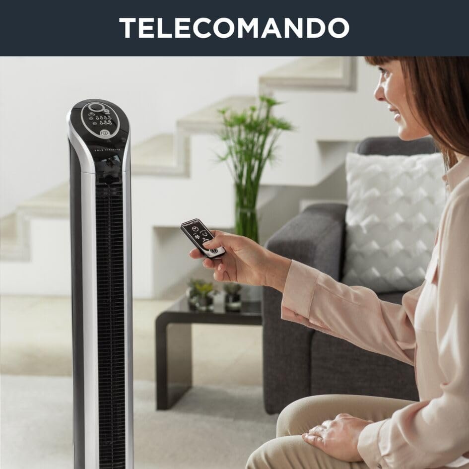Ventilatore a Torre Rowenta Vu6670 Eole Infinite con Timer Fino a 8 Ore, 3 Velocità e Telecomando - Spegnimento Automatico - 40 W - Colore Nero. Acquista ora!