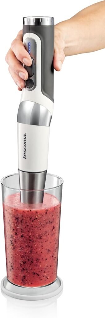 Frullatore a immersione portatile cordless senza fili Tescoma 908640 GrandCHEF. 180W, funzione pulse, tritatutto, frusta e bicchiere.