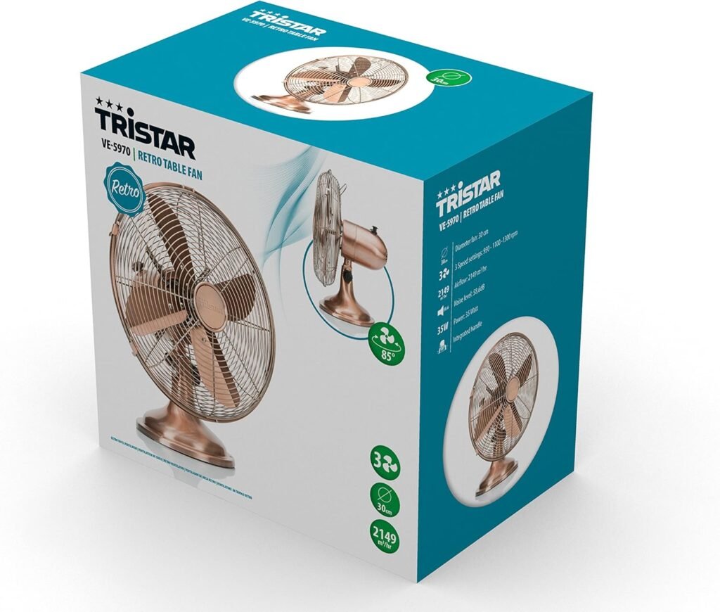 Ventilatore da Tavolo Tristar VE-5970, 35 watt, Diametro 30 cm - Oscillante 85°