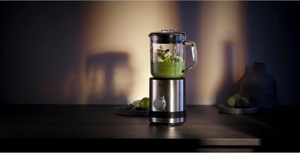 Frullatore compatto WMF Küchenminis da 0,8 l, 400 W, con brocca in vetro, acciaio inossidabile Cromargan opaco/argento