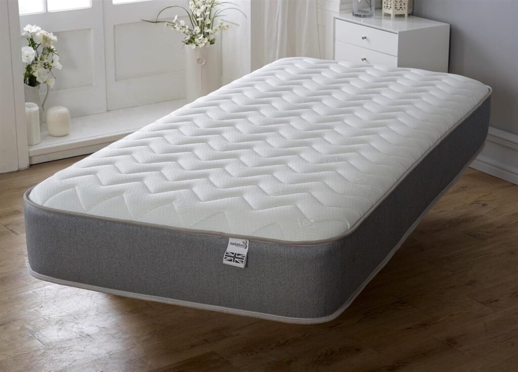 Materasso singolo europeo in memory foam e molle - Starlight Beds - 90x200cm - Grigio e bianco