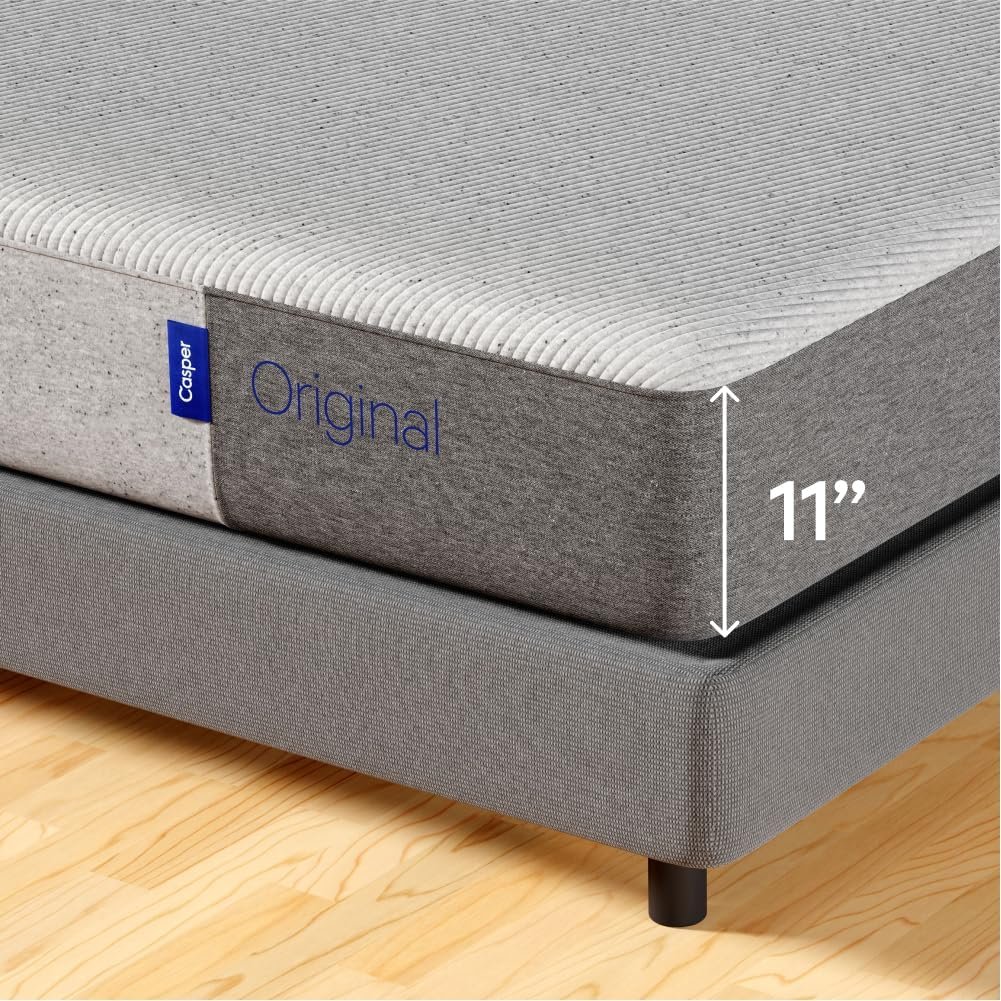 Casper Sleep Original Foam, materasso king size con Zoned SupportTM – Letto in memory foam medio rigido in una scatola, prova di 100 notti – 10 anni di garanzia – CertiPUR-US materasso, grigio chiaro.