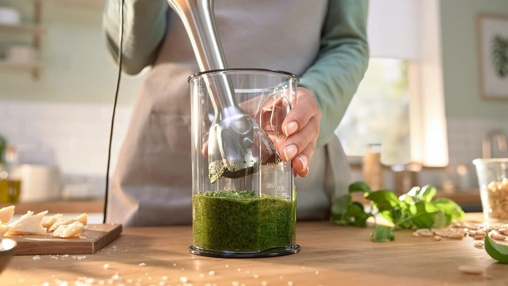 Frullatore a immersione Bosch ErgoMaster Series 6 MSM6M810, 10 anni di garanzia sul motore, lame in acciaio inossidabile, frizione in ceramica antiusura, QuattroBlade, vaso frullatore, 1200 W