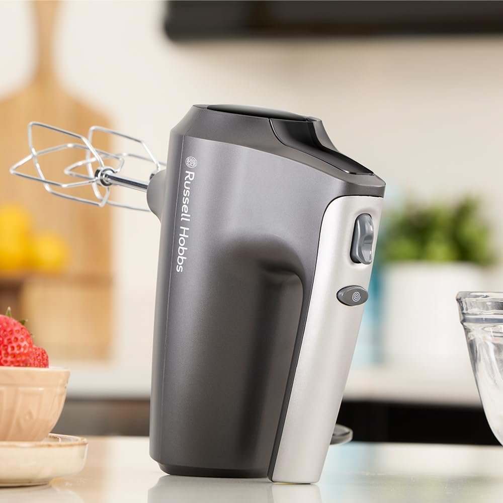 Frullatore a Mano Russell Hobbs (Frusta per Dolci, 5 Velocità + Turbo, Fruste e Ganci per Impasto in Cromato, Lavastoviglie ok, 350W max) Desire Matte Charcoal 27151-56 - Immagine Prodotto