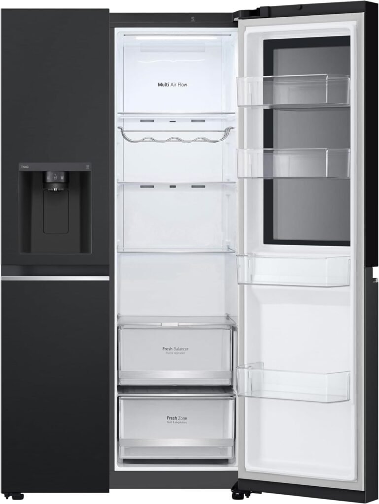 Frigorifero Americano LG GSGV80EPLL Side By Side InstaView, 635L, Total No Frost, Wi-Fi, Door & Linear Cooling, Dispenser Acqua e Ghiaccio Con Allaccio, Fresh Balancer, Nero Opaco [Classe Energetica E]