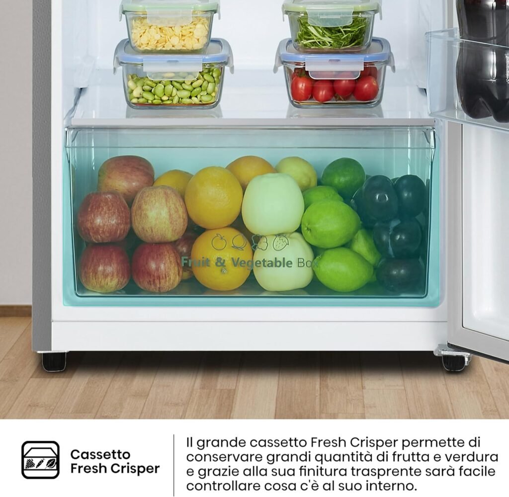 Frigorifero Hisense RT327N4ACE Doppia Porta Total No Frost - Capacità netta 249 L - Classe energetica E - Colore Inox - Ventilazione Multi Air Flow - Larghezza 55 cm.