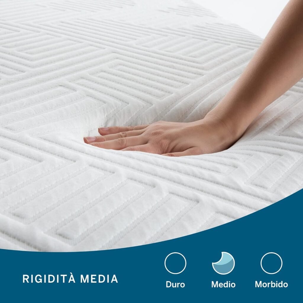 Materasso Hybrid LUCID, 25cm di Altezza – Memory foam & Molle insacchettate – Con Carbone di Bambù e Aloe Vera – Traspirante – Media rigidità – Singolo 100x200 cm.
