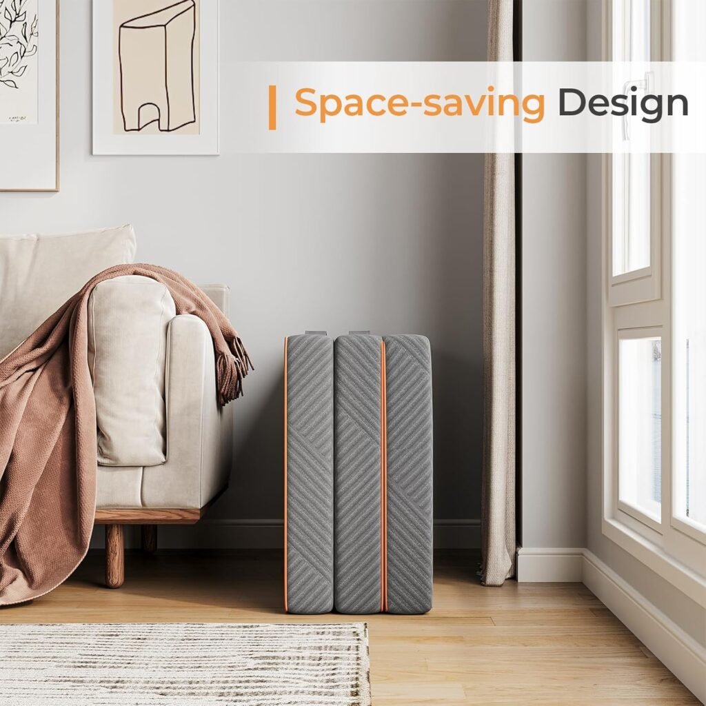 Materasso pieghevole singolo 90 x 190 cm in gel memory foam - Ideale per viaggi, campeggio e ospiti - Grigio CertiPUR-US