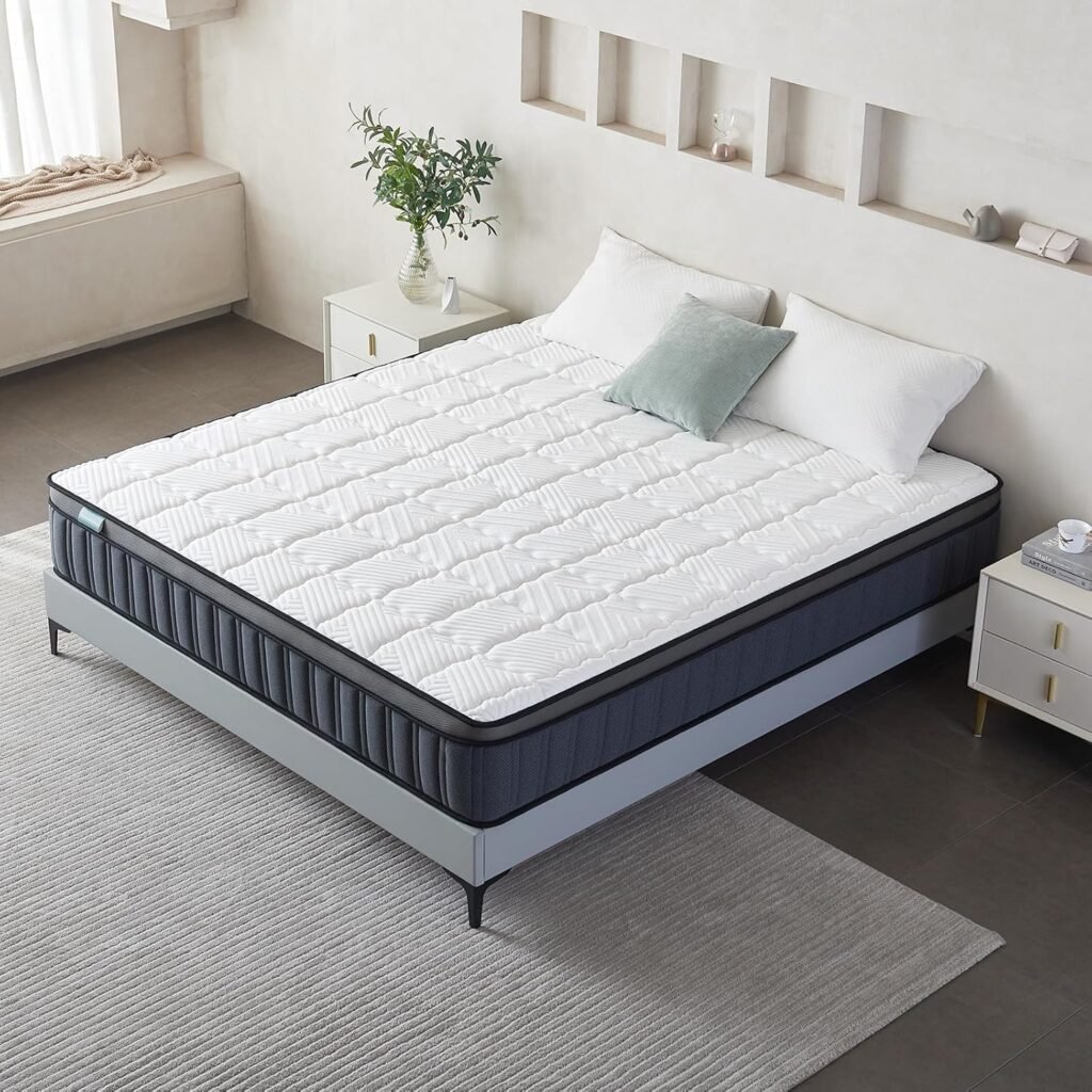 Materasso singolo europeo a molle insacchettate e memory foam - comfort ortopedico, sostegno suddiviso in zone, sicuro sollievo dallo stress, tessuto traspirante.