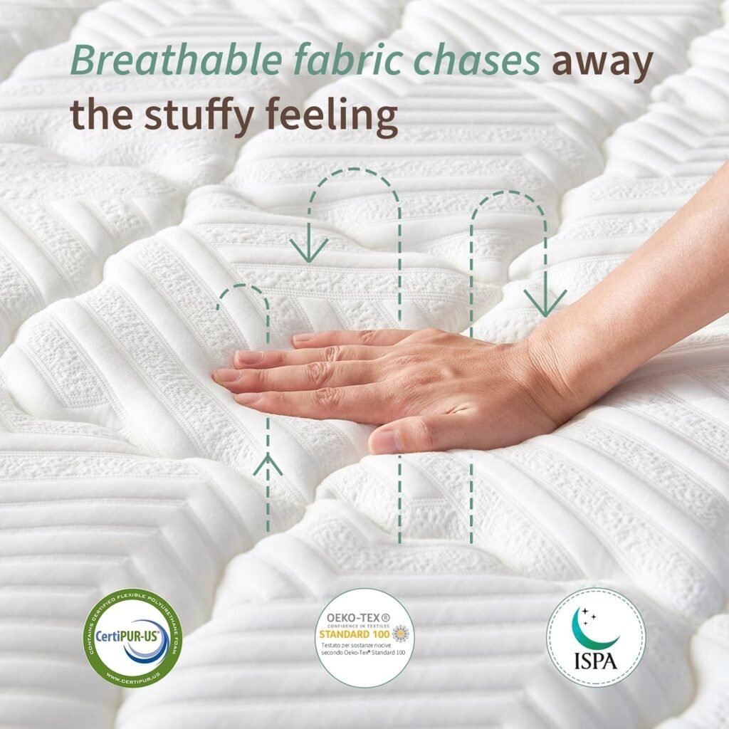 Materasso matrimoniale piccolo da 1,2 m - Memory Foam e molle insacchettate - Ortopedico e traspirante - Sollievo dallo stress - Supporto suddiviso in zone.