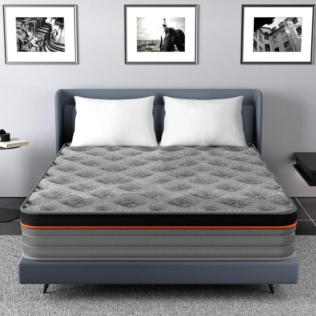 Buona notte Materasso Singolo 25,4 cm di Profondità 9 Zone in Schiuma a Molle Insacchettate 0,9 m Materasso Ibrido Medio Rigido Comfort Materasso Singolo Supporto Bordo Grigio 90 x 200 x 25 cm.