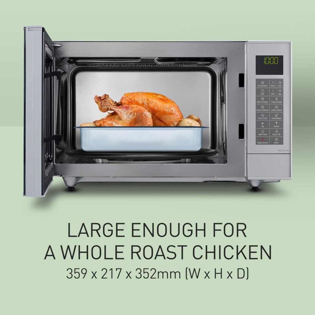 Panasonic CT57 Slim Combinazione Forno a Microonde & Grill - 27 litri, 1000 W, 29 menu preimpostati - Argento.