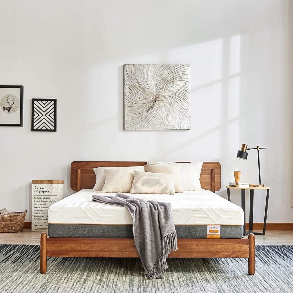 Materasso Inofia King da 20 cm in gel memory foam con copertura antifuoco, traspirante e lavabile, medio rigido per alleviare il dolore alla schiena. Certificato CertiPUR-US.