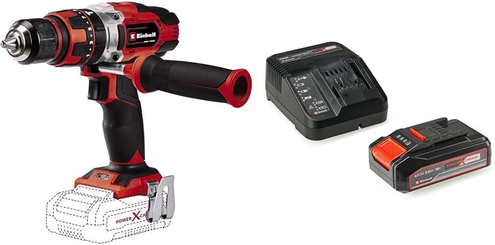 Trapano avvitatore Einhell 4513926 TE-CD 18/48 a batteria Li-i-Solo + 2,5 Ah Power X-Change Batteria.