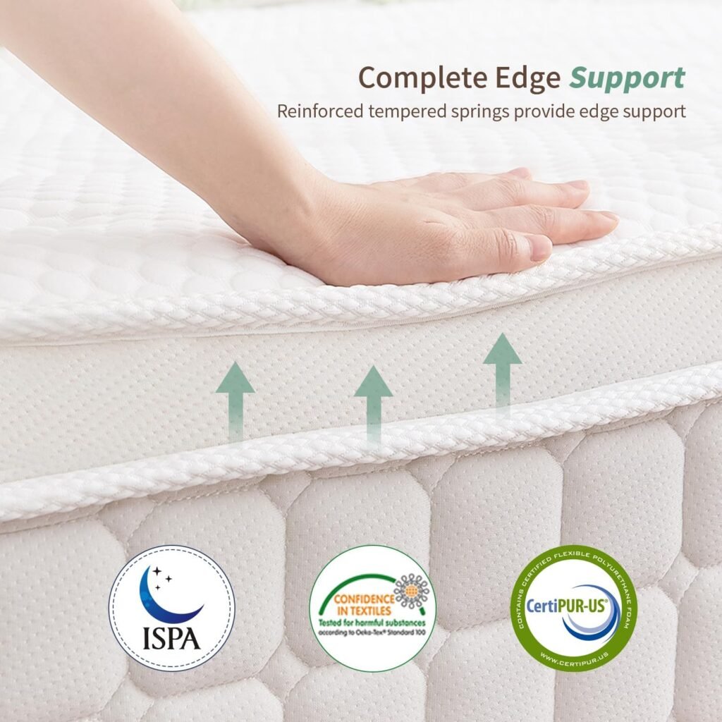 Materasso singolo SZsuilong 90 x 190 x 26 cm, ibrido con molle e memory foam, media freschezza.