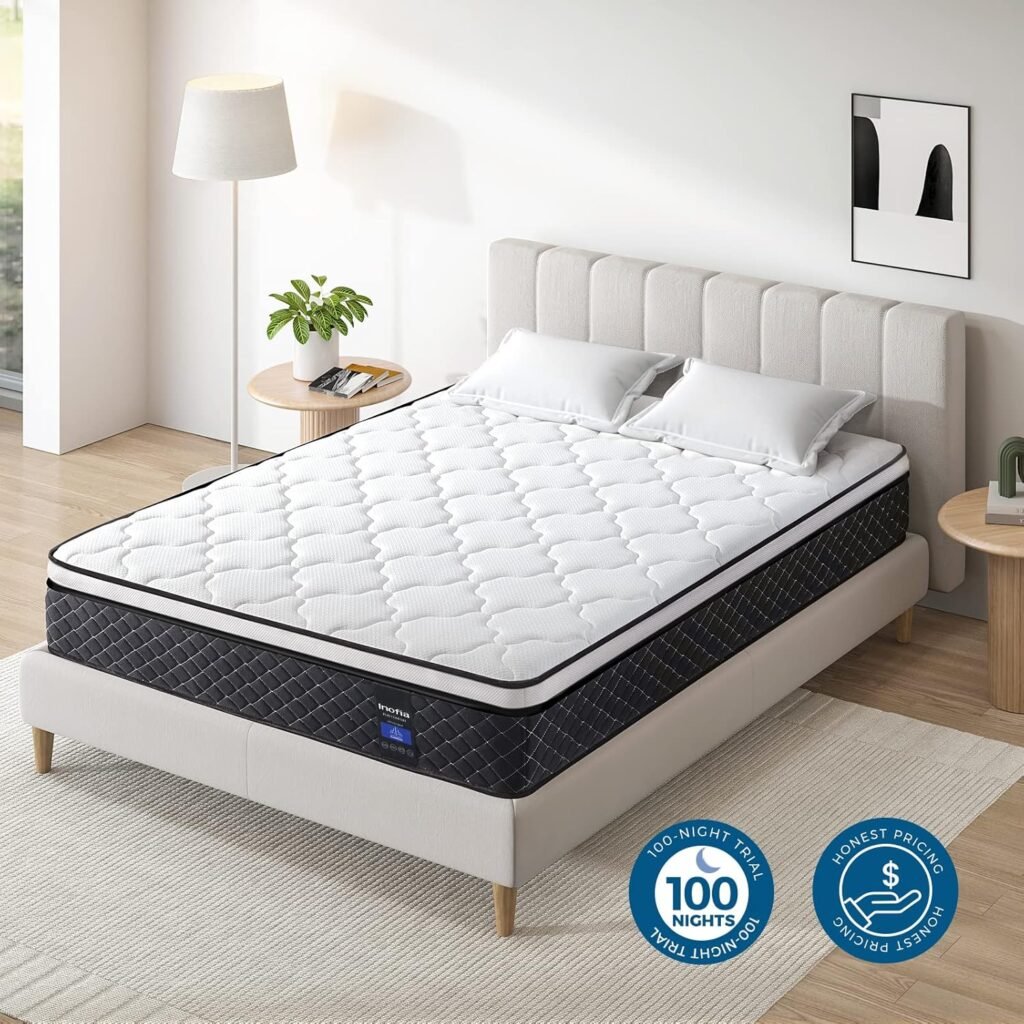 "Mattress Inofia Coolmax - Singolo da 90 cm, Gel Memory Foam, Molle Insacchettate, Schiuma Traspirante - Bianco"