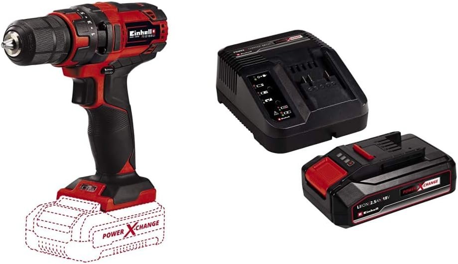 Avvitatore a batteria Einhell TC-CD 18/35 Li - Solo Power X-Change (Ioni di Litio, 18V) + Batteria Power X-Change da 2,5 Ah.