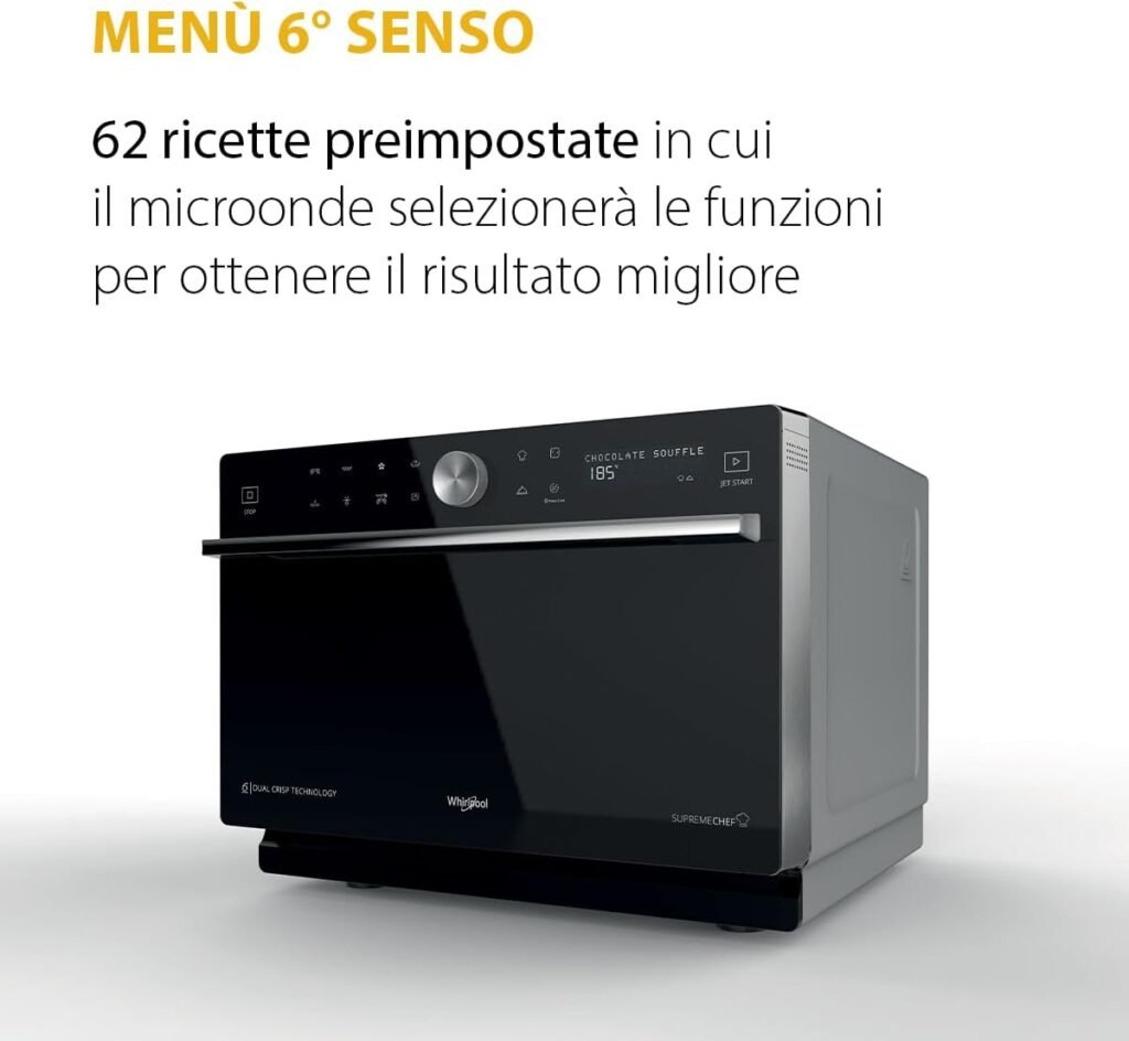 Whirlpool Microonde a libera installazione MWSC 9133 SB Supreme Chef Termoventilato & AVM280 Piatto Crisp a bordo alto (tortiera) per forno a microonde - Immagine del prodotto di alta qualità per cucina moderna.