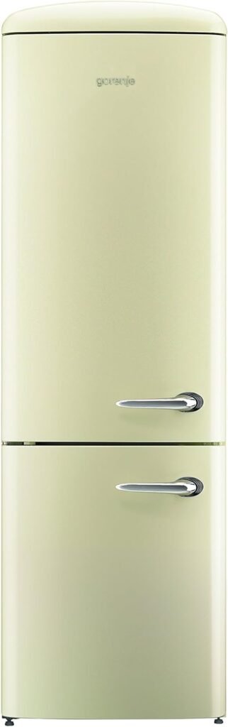 Gorenje ONRK 193 C-L - Frigorifero combinato, A+++ altezza 194 cm, raffreddamento: 222 l, congelatore: 80 l, beige, antigelo, cassetto ZeroZone (0 gradi), stile vintage, collezione retrò [Classe di efficienza energetica A+++]