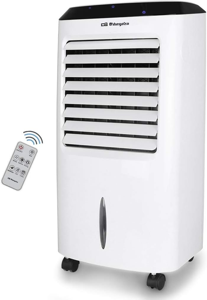Climatizzatore portatile Orbegozo Air 52 - Bianco, 65 W, Serbatoio 10 L, 3 Velocità - Timer 8 Ore, Telecomando e Accumulatori di Freddo inclusi.