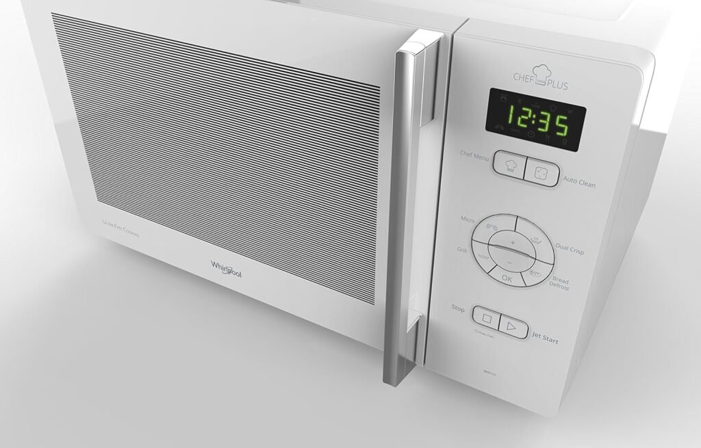 Whirlpool MCP 345 WH - Foro da 25 litri con potenza 800W microonde e 800W grill, dimensioni 52,0cm x 42,5cm x 30,1cm. Funzione DualCrisp per croccanti.