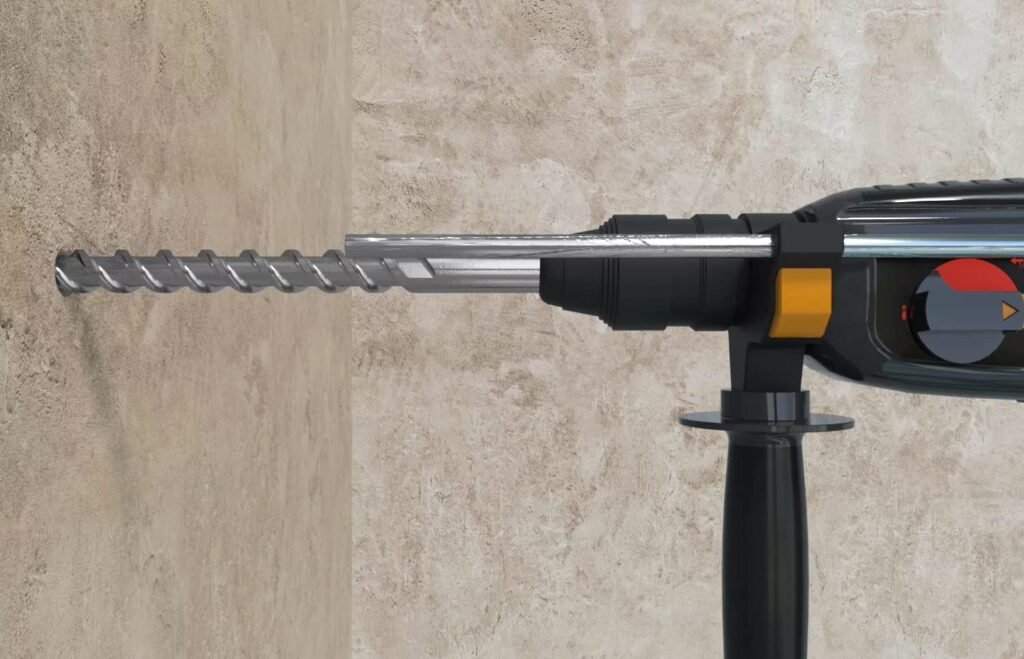 Kit 7 Punte Trapano a Percussione SDS Plus Quattro Taglienti per Muro, Calcestruzzo, Cemento Armato e Pietra - Fischer Quattric II, Testa Metallica della Punta in Carburo Pieno