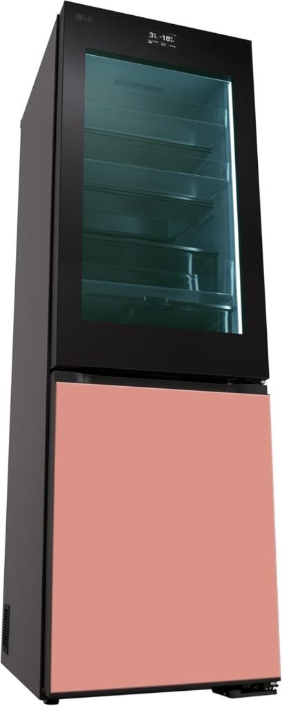 LG GBG719MDNN Moodup Frigorifero Combinato Instaview, Classe D, 352l, Porte Colorate Personalizzabili, Display Touch, Cassa Bluetooth Integrata, Connettività Wi-fi, Linear Cooling, Metal Fresh [Classe di efficienza energetica D] - Immagine del prodotto con porte colorate personalizzabili e display touch.
