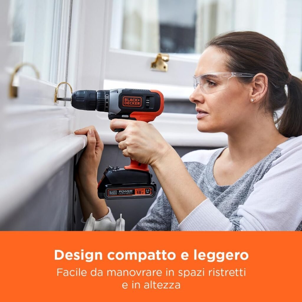 Trapano avvitatore a batteria da 18 V BLACK+DECKER, 37 Nm, 10 posizioni di frizione, luce a LED - BCD001C1-QW. Acquista ora!