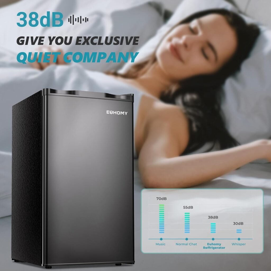 Frigorifero compatto Argento EUHOMY 3.2 Cu. Ft. [Classe di efficienza energetica E]