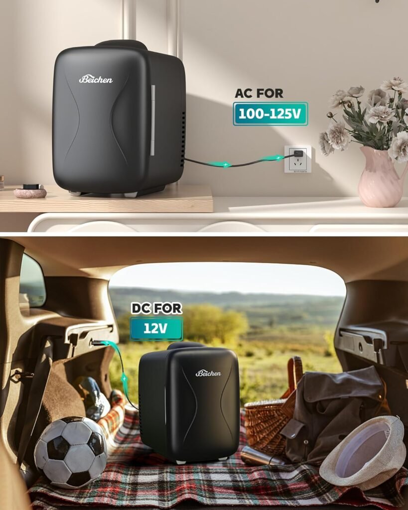 Mini frigorifero nero BEICHEN: un'aggiunta elegante e funzionale per la tua casa o ufficio. Acquista ora e mantieni i tuoi alimenti e bevande freschi e a portata di mano.