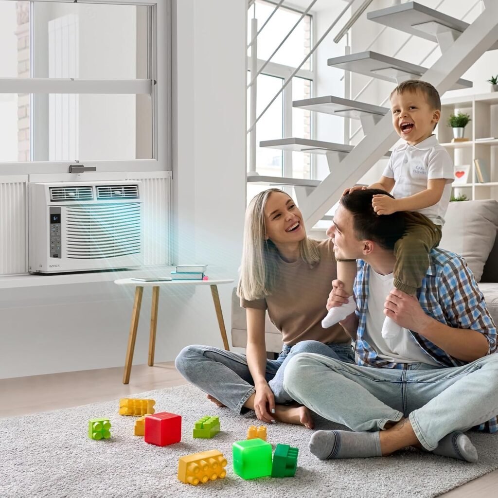Condizionatore per finestre ROVSUN 6000 BTU con telecomando e timer - Perfetto per ambienti fino a 250 metri quadrati - 110 V/60 Hz - Colore bianco